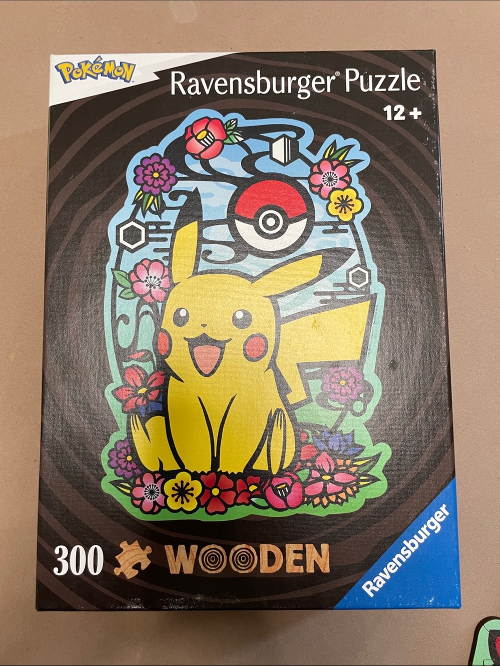 Imported Ravensburger Yellow Pikachu Floral Wooden Puzzle 300 pieces